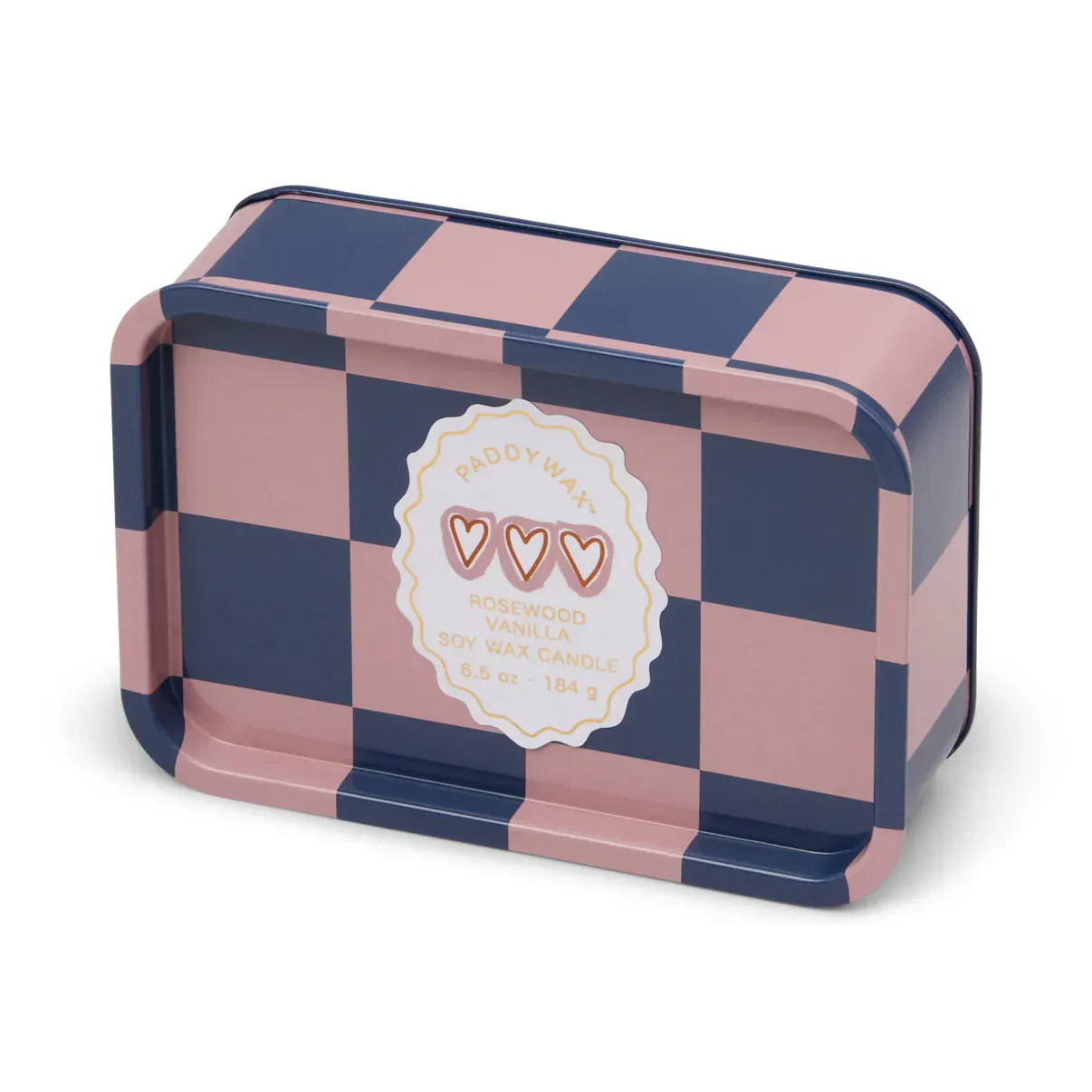Adopo 6.5 oz Printed Tin Hearts Candle - Rosewood & Vanilla