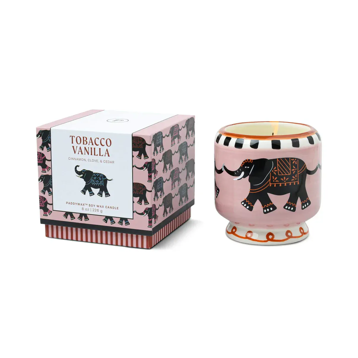 Adopo Elephant Ceramic Candle 8oz - Tobacco & Vanilla - Image 2
