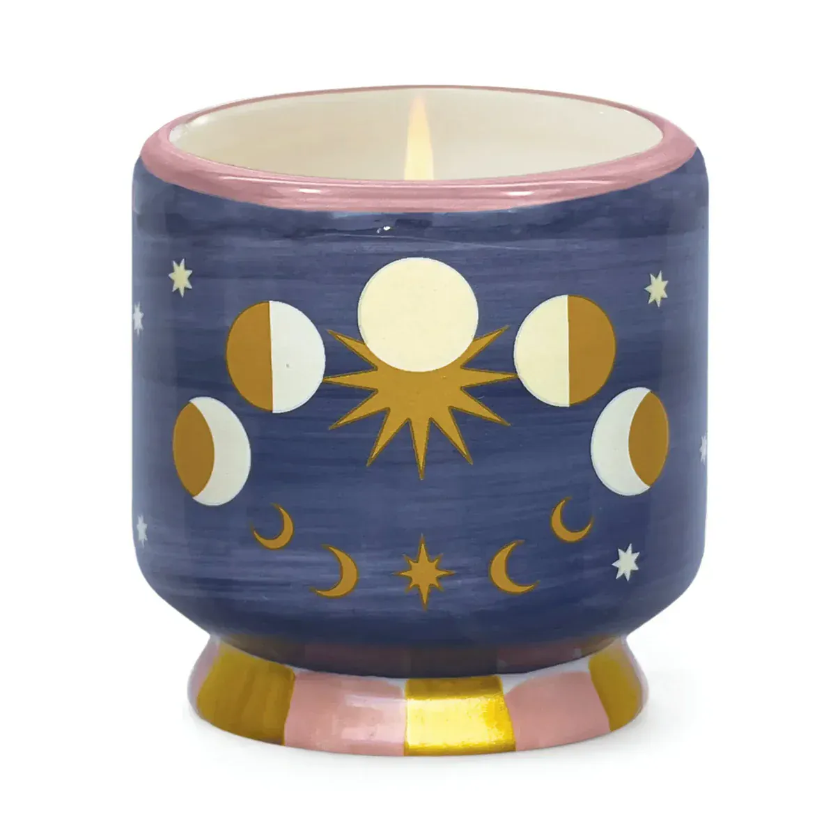 Adopo Handpainted Moon Phases Ceramic Candle 8oz - Jasmine & Rose