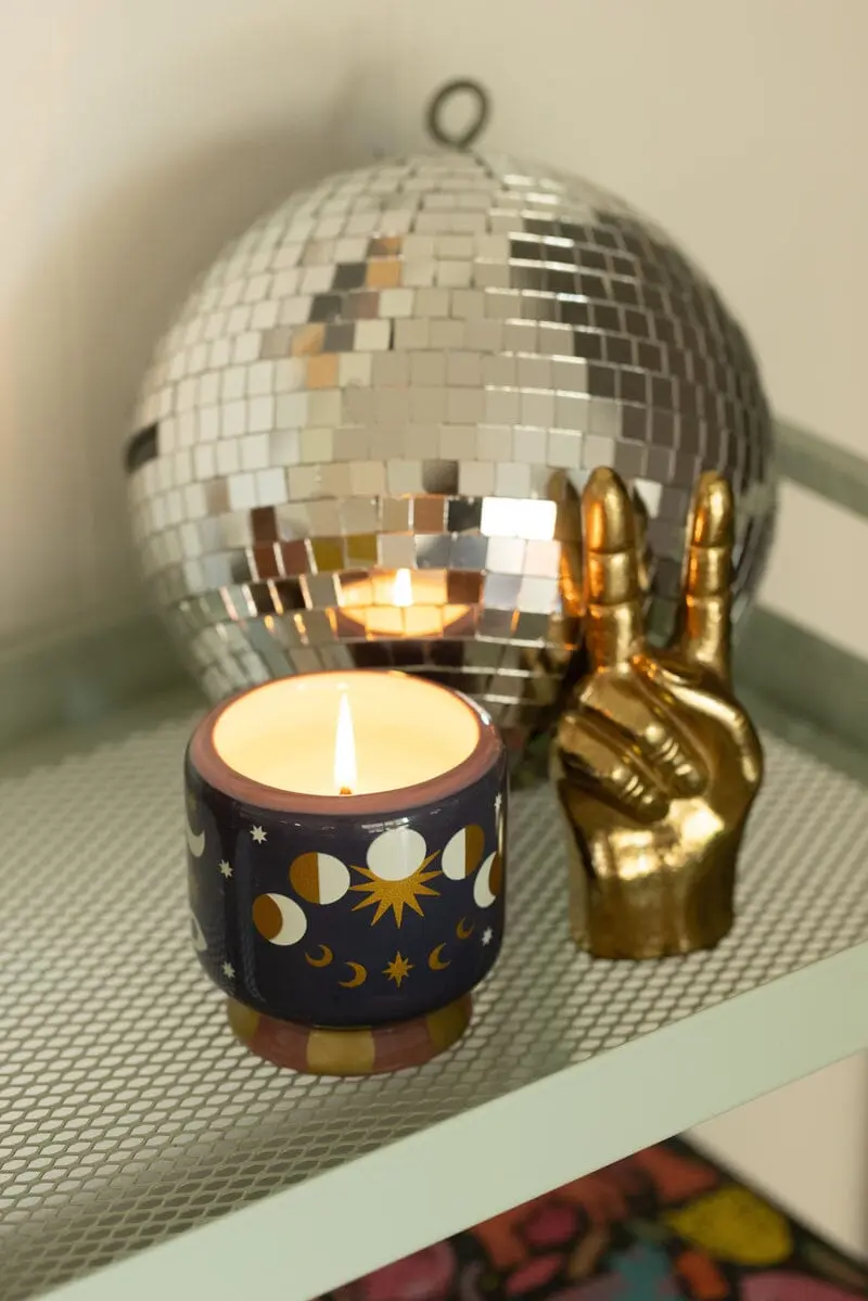 Adopo Handpainted Moon Phases Ceramic Candle 8oz - Jasmine & Rose - Image 3