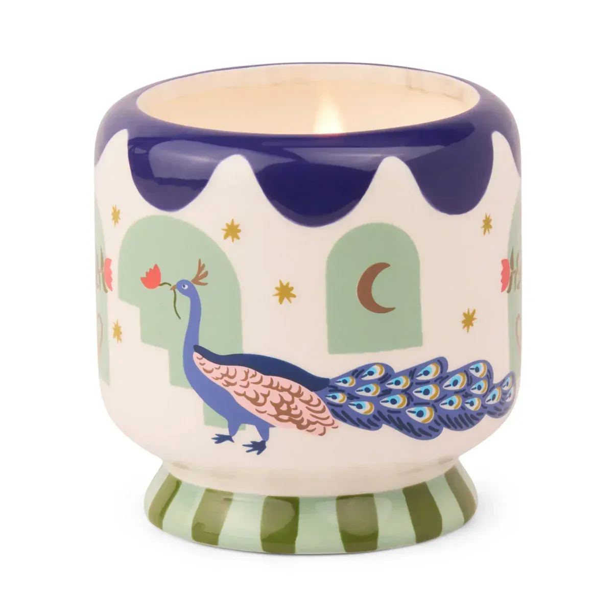 Adopo Peacock Ceramic Candle 8oz - Misted Lime