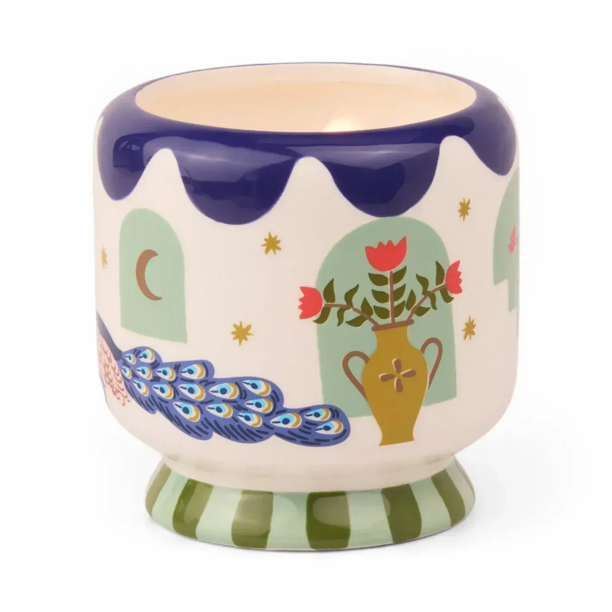 Adopo Peacock Ceramic Candle 8oz - Misted Lime - Image 3