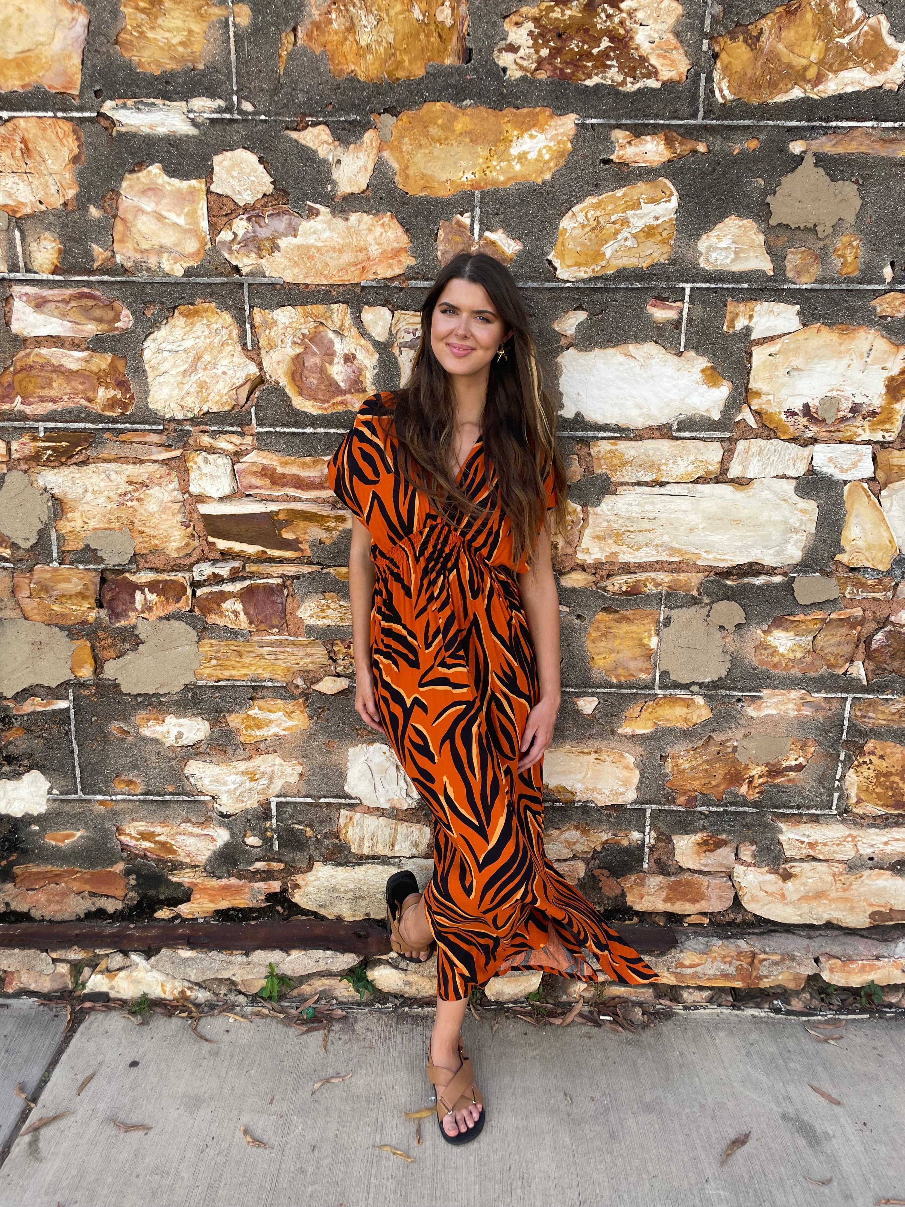 Bahama Beach Dress - Zebra Orange