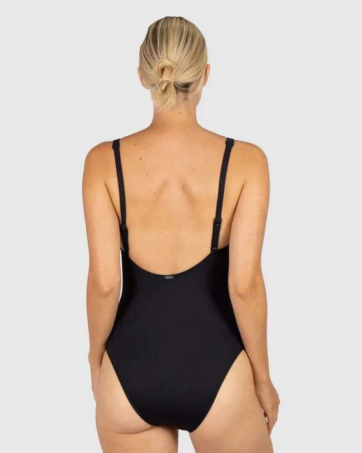 Baku Chloro D-E Cup Wrap One Piece Swimsuit -Black - Image 3