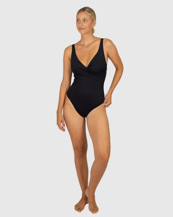 Baku Chloro D-E Cup Wrap One Piece Swimsuit -Black - Image 4
