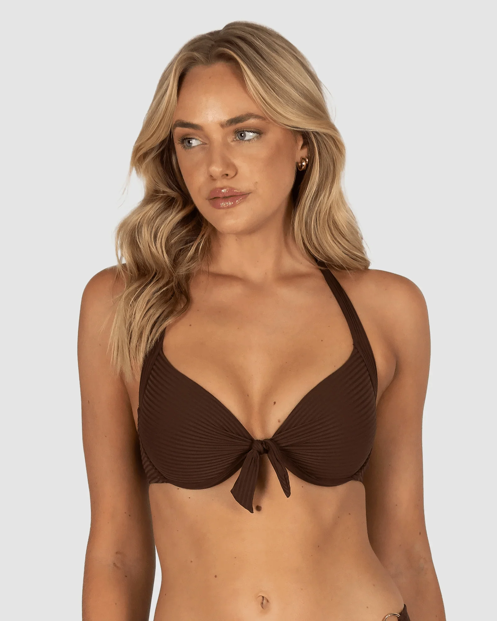 Baku Positano Booster Halter Bikini Bra Top - Mocha