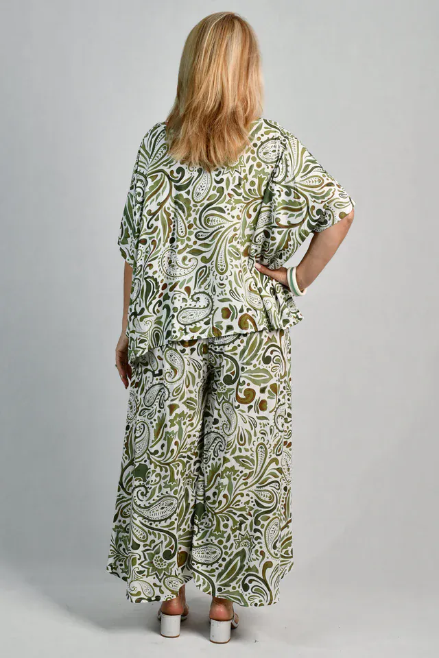 Bodacious Sydney Wide Leg Pant - Paisley Green - Image 2