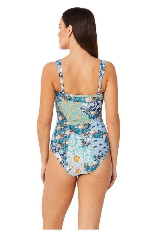 Monte & Lou Boheme Square Neck Maillot - Waterfall - Image 3