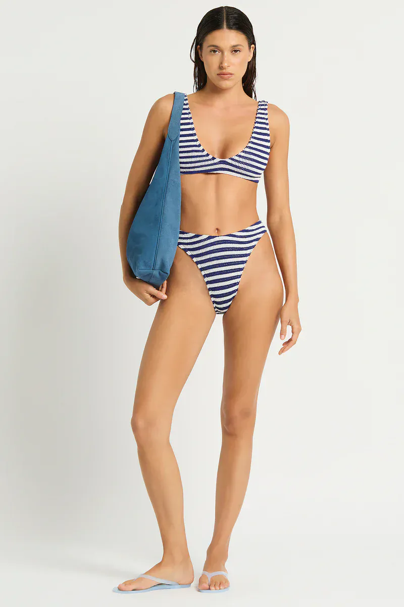 Bond Eye Dot Stripe Christy Brief - Navy / White