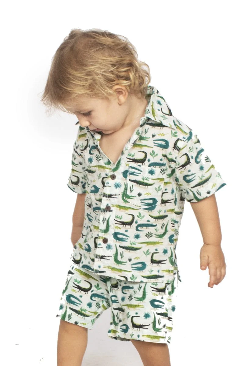 Boys Cotton Shirt - Crocodiles - Image 2