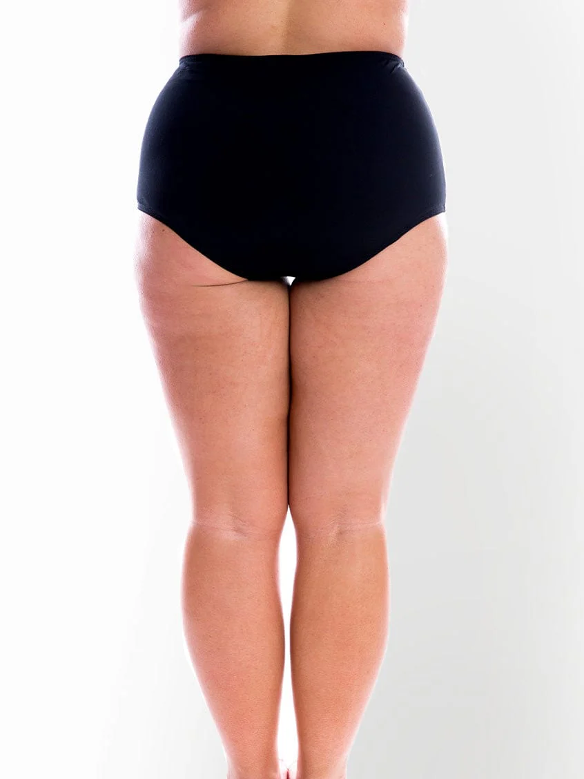 Capriosca Chlorine Resistant Plain Black High Waisted Bikini Bottoms - Image 4