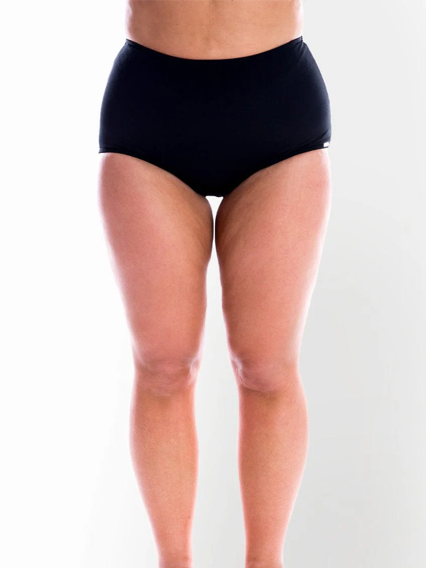 Capriosca Chlorine Resistant Plain Black High Waisted Bikini Bottoms - Image 5