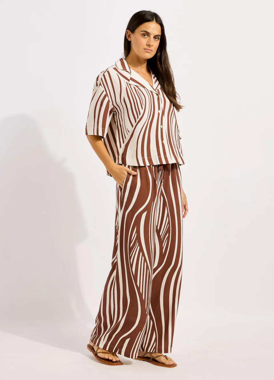 Seafolly Coastline Drawcord Wide Leg Pant - Cocoa