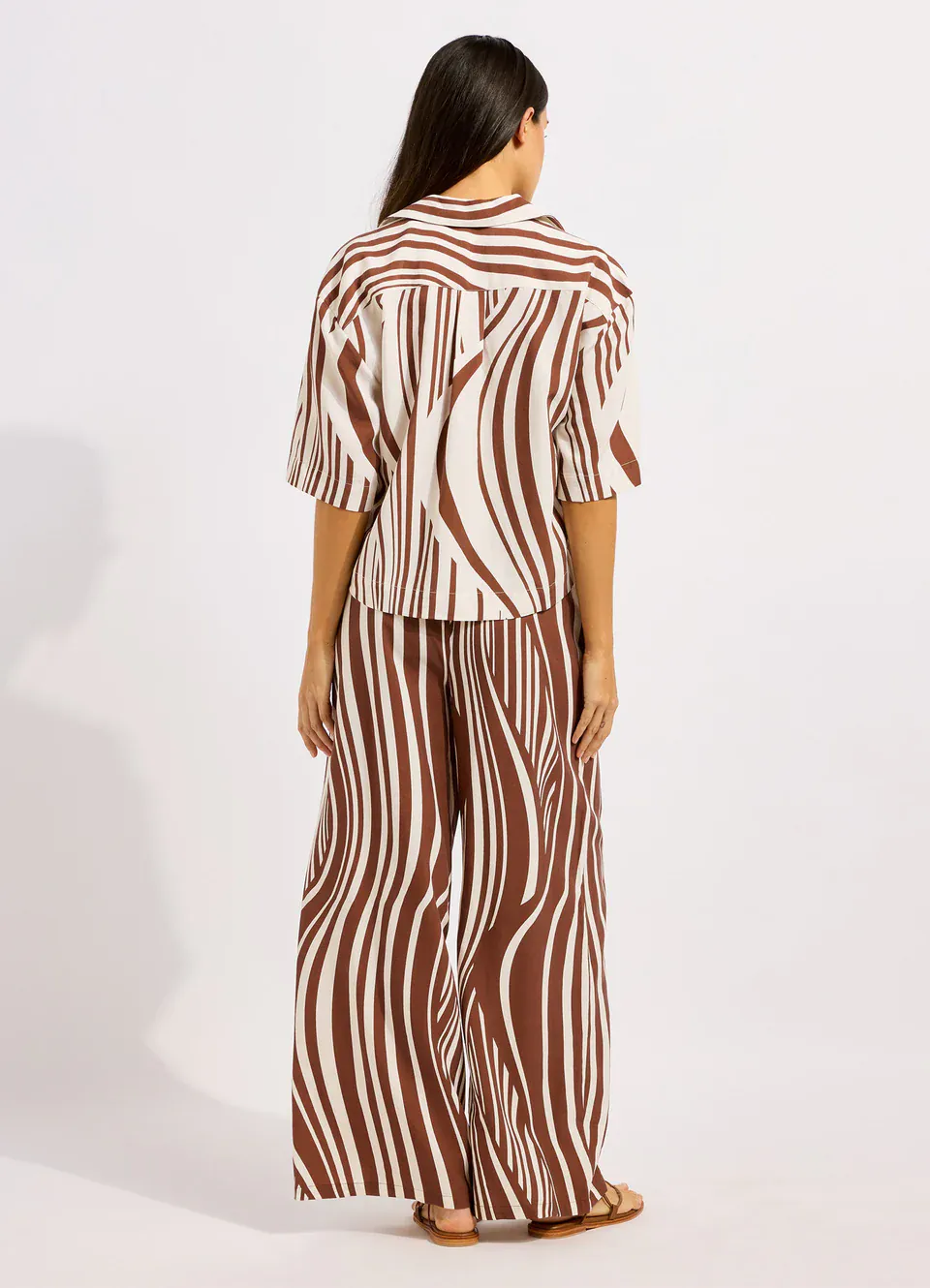 Seafolly Coastline Drawcord Wide Leg Pant - Cocoa - Image 2