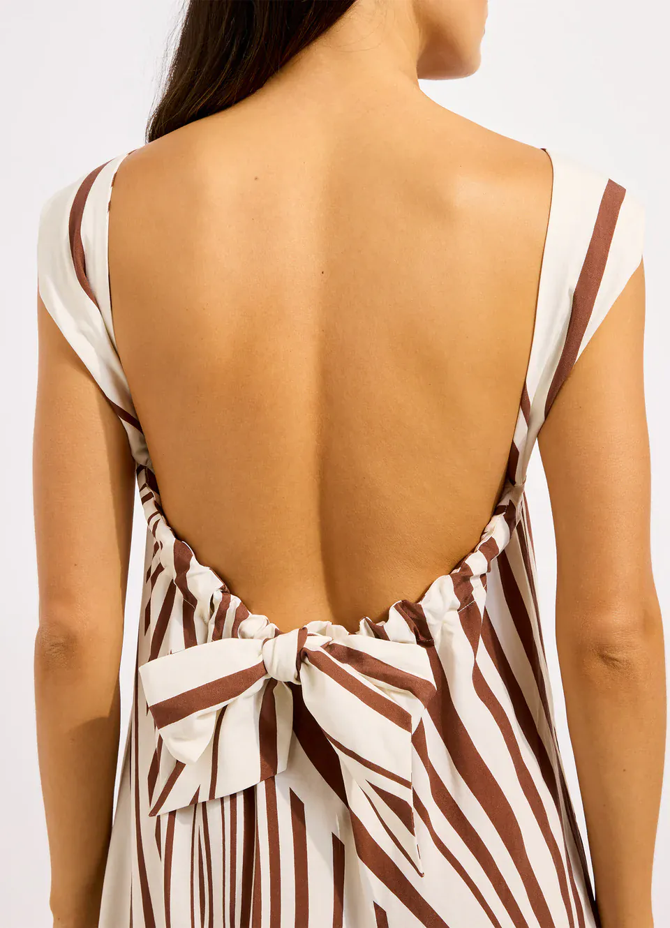 Seafolly Coastline Tie Back Maxi Dress - Ecru/Cocoa - Image 3