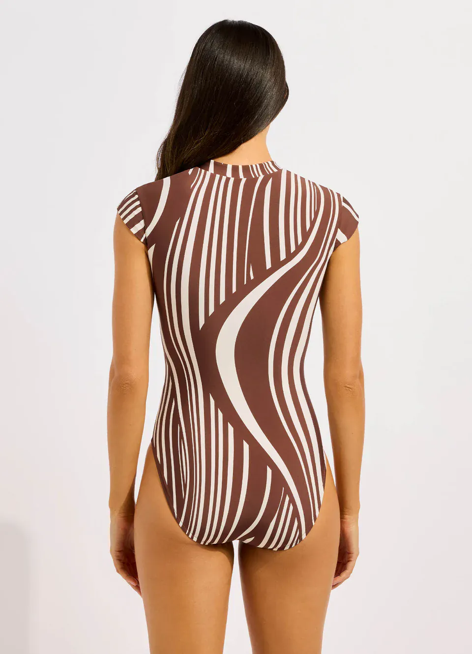 Seafolly Coastline Zip Front One Piece Swimsuit - Cocoa - Image 2