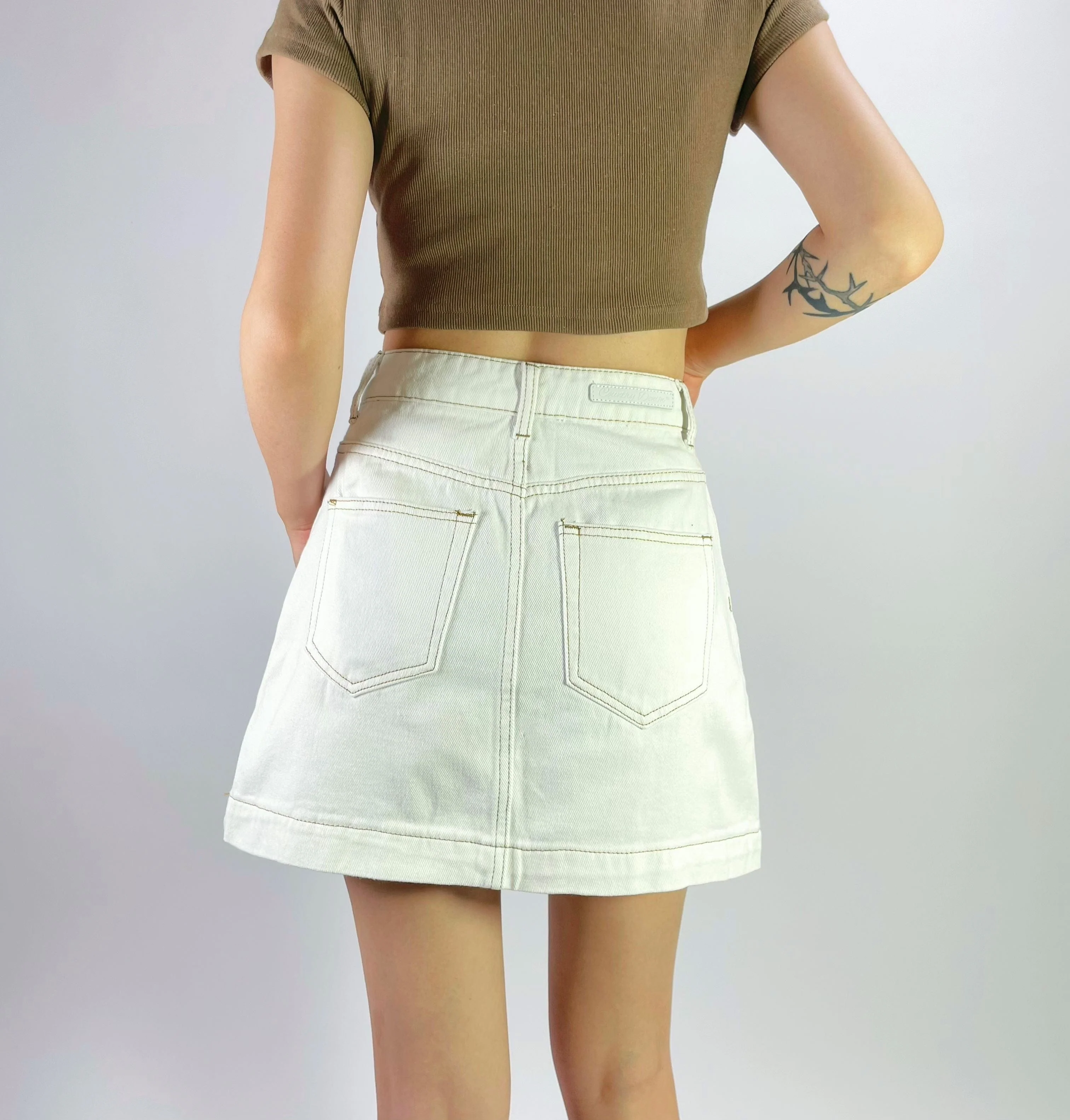 Denim A-Line Mini Skirt - Image 2