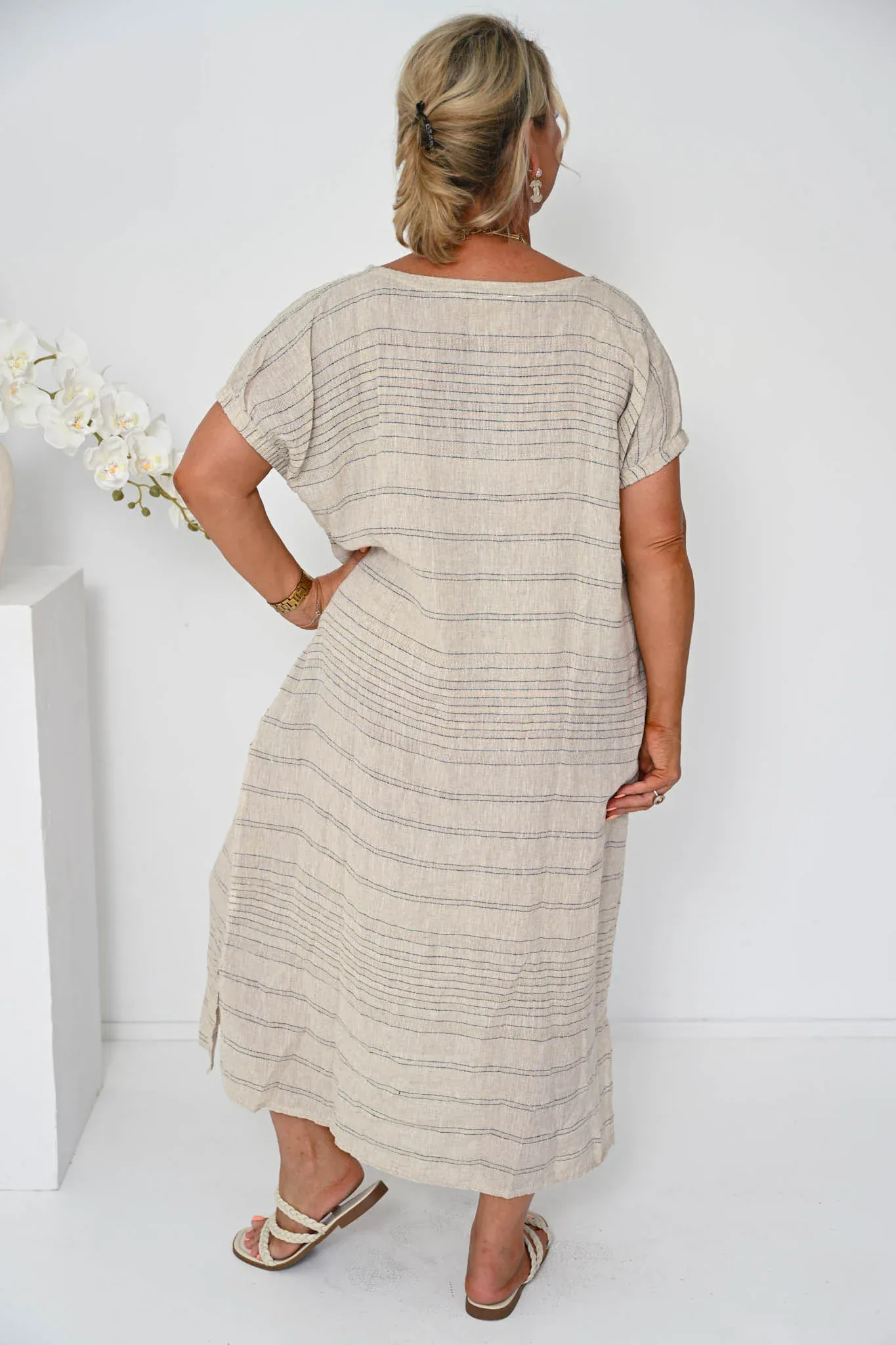 Donna Donna Enzo Long Dress - Beige - Image 2