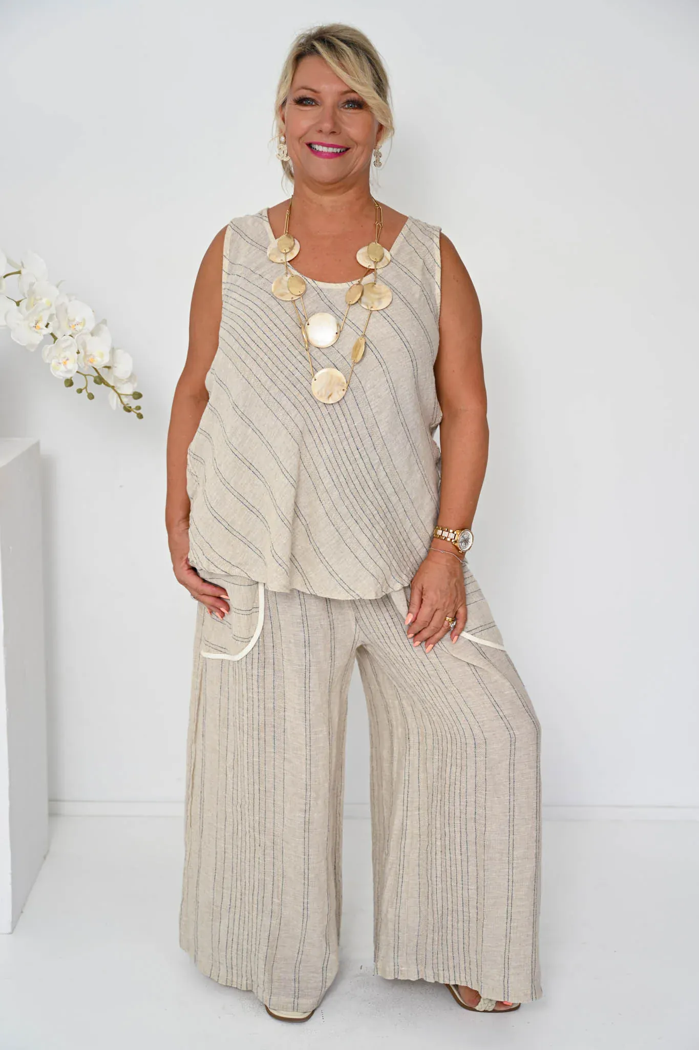 Donna Donna Enzo Pant - Beige - Image 3