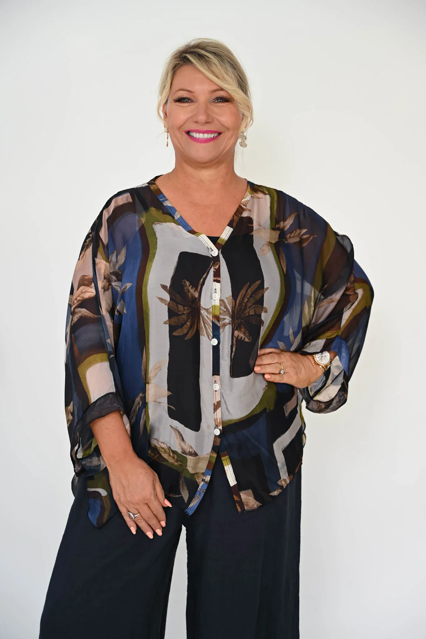 Donna Donna Filante Top - Navy