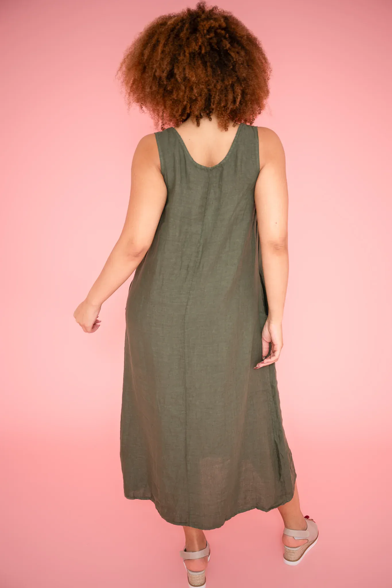 Donna Donna Marcellina Sleeveless Dress - Khaki - Image 2