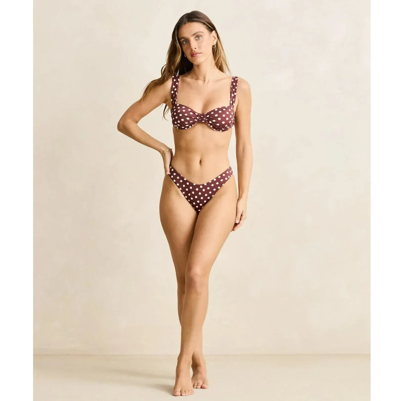 Rhythm Dotti Hi Cut Bikini Pant - Cafe
