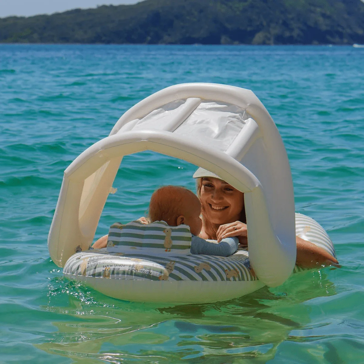 Float Together Baby Seat Dex The Duck - Sage Stripe - Image 3