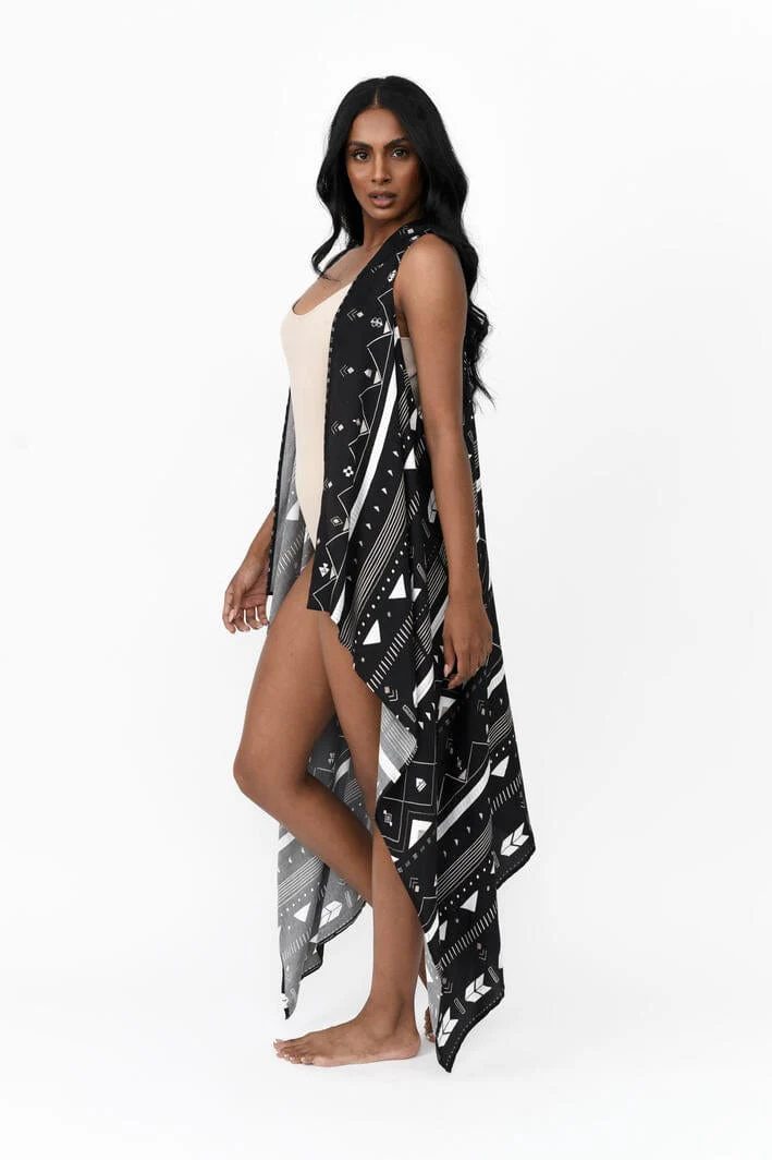 Freya Duster Vest Tribal - Black & Silver - Image 4