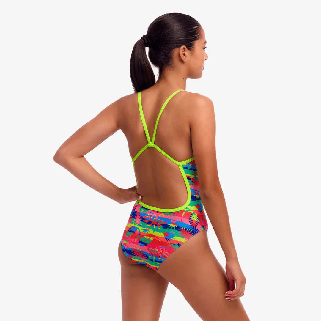 Funkita Girl's Single Strap One Piece - Free Foliage - Image 2