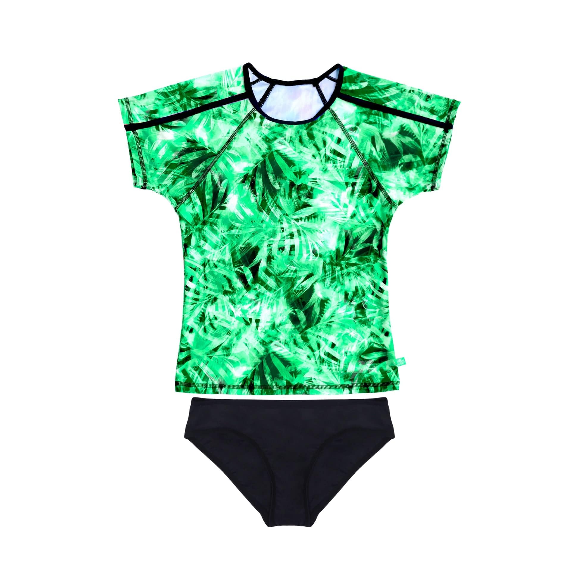 Salty Ink Girls Sugar Palm S/S Rashvest set - Kiwi - Image 3