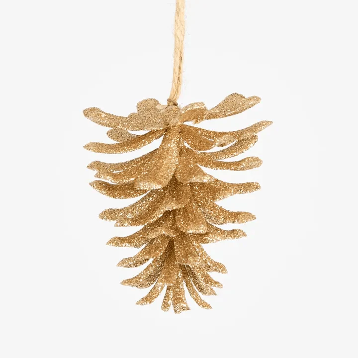 Glitter Hanging Pinecone - Gold