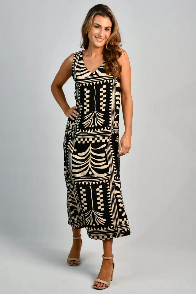 Go Girl Cassie Maxi Dress - Tribal Aritsan Black