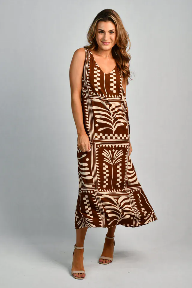 Go Girl Cassie Maxi Dress - Tribal Artisan Brown