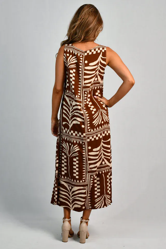 Go Girl Cassie Maxi Dress - Tribal Artisan Brown - Image 2