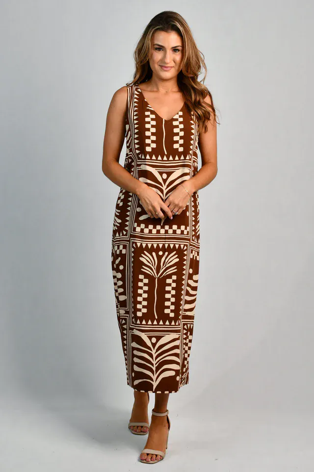 Go Girl Cassie Maxi Dress - Tribal Artisan Brown - Image 4