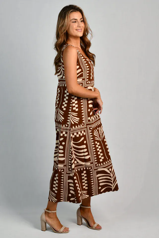 Go Girl Cassie Maxi Dress - Tribal Artisan Brown - Image 5