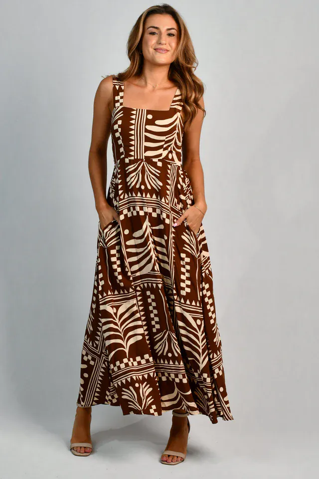 Go Girl Emily Maxi Dress - Tribal Artisan Brown