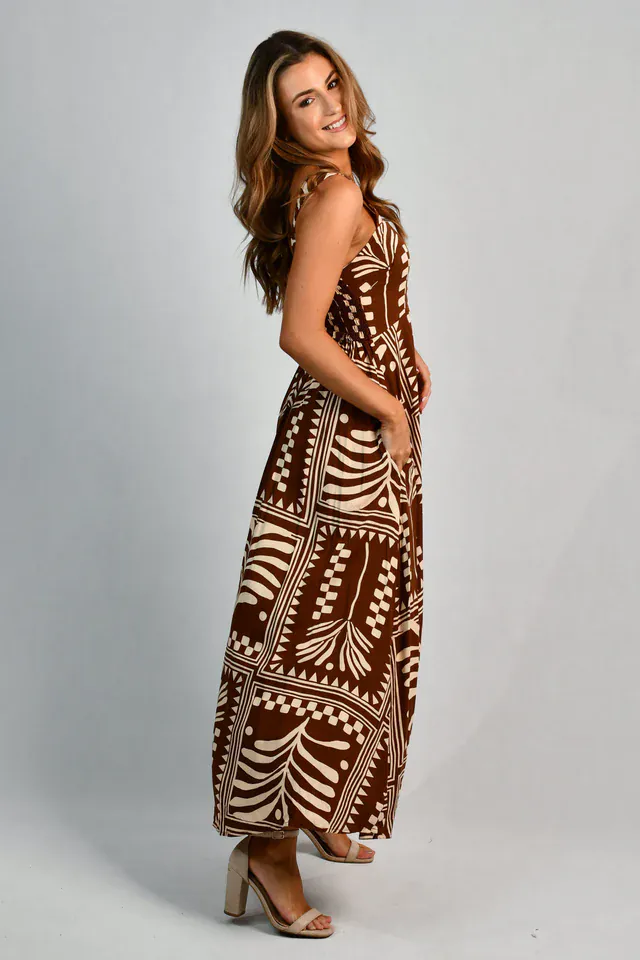 Go Girl Emily Maxi Dress - Tribal Artisan Brown - Image 4