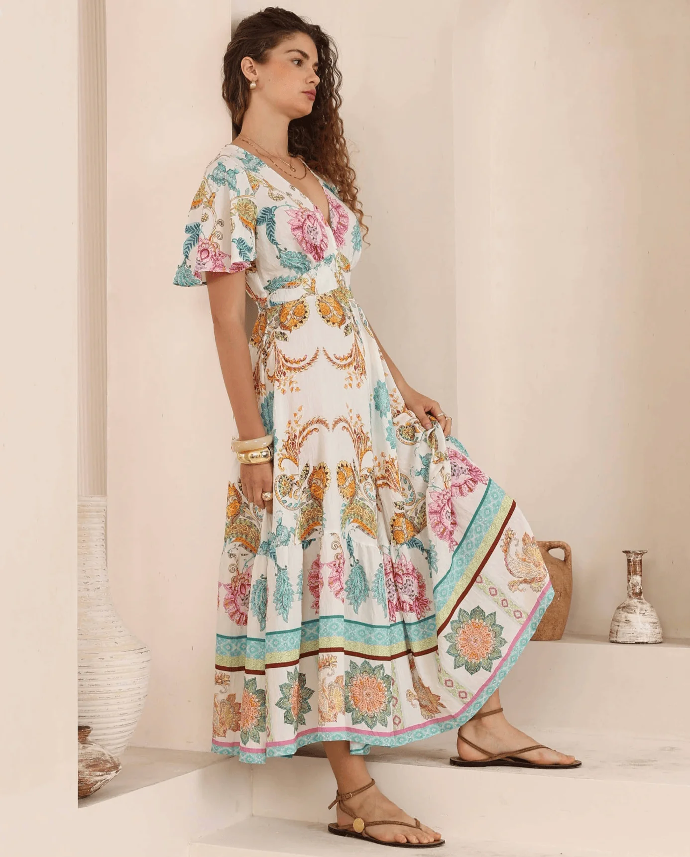 Iris Maxi Bohemian Paisley Maxi Dress - Image 2