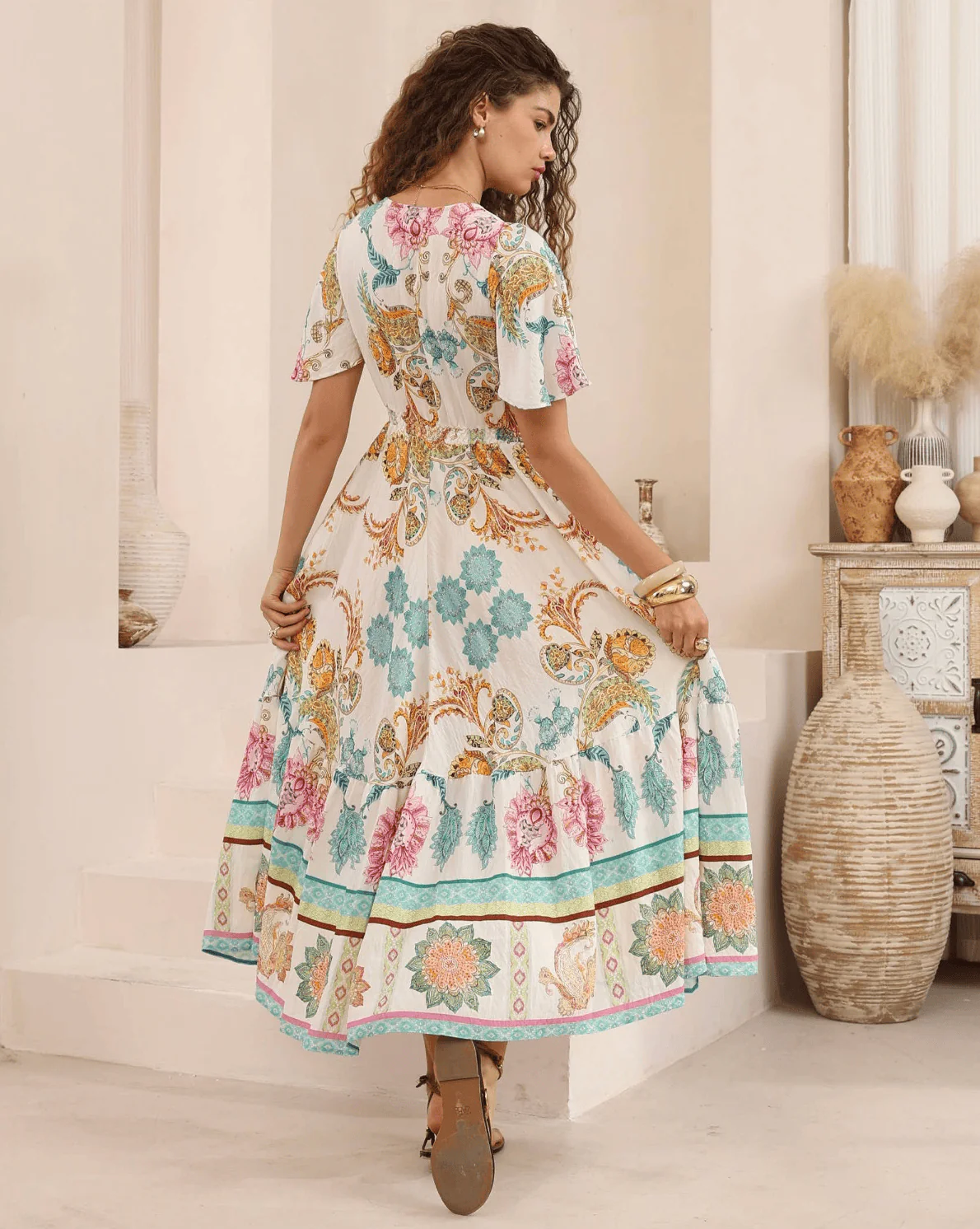 Iris Maxi Bohemian Paisley Maxi Dress - Image 3