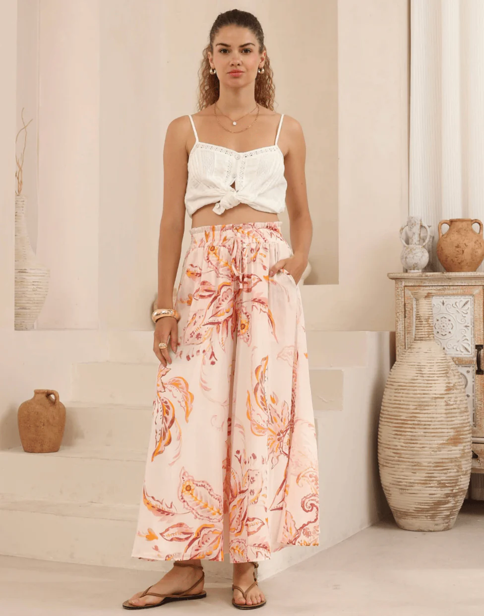 Iris Maxi Botanica Blush Wide Leg Pant