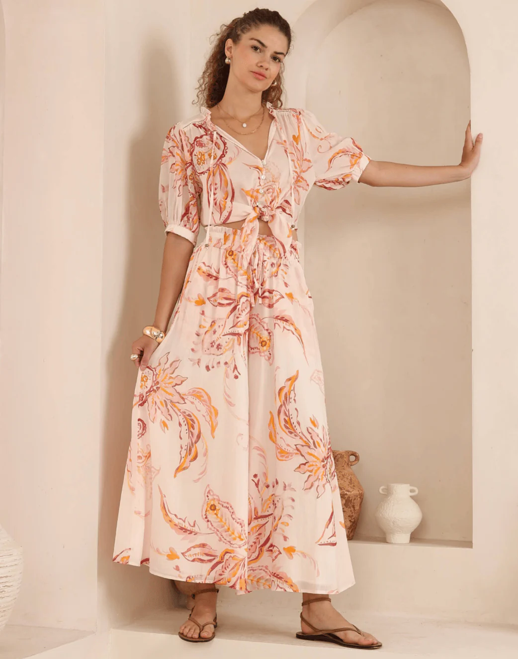 Iris Maxi Botanica Blush Wide Leg Pant - Image 3