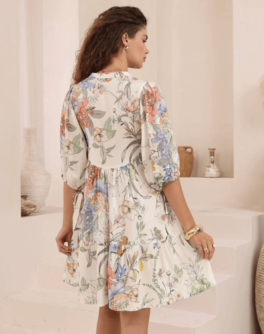 Iris Maxi Botanical Meadow Babydoll Dress - Image 4