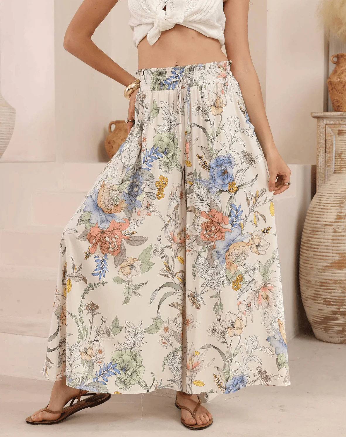 Iris Maxi Botanical Meadow Wide Leg Pant