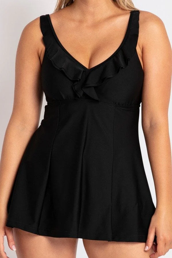 Jantzen Cosmo Mesh Ruffle Swim Dress One Piece - Image 3