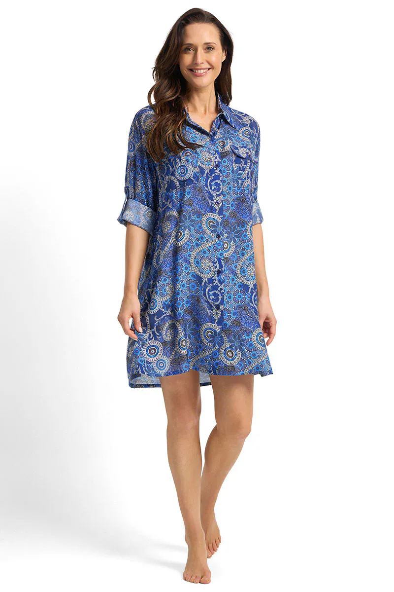 Jantzen Desert Button Through Shirt - Navy - Image 3
