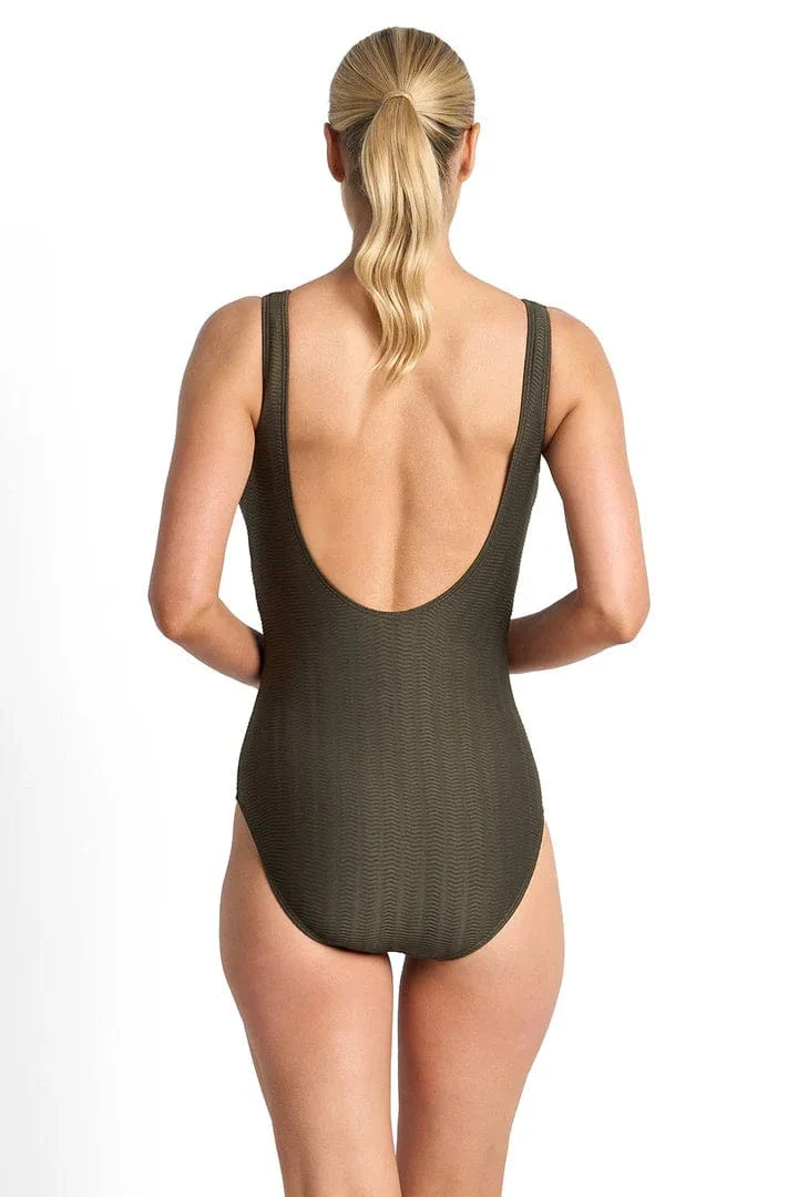 Jantzen Sky High Bar Surplice One Piece - Army - Image 2