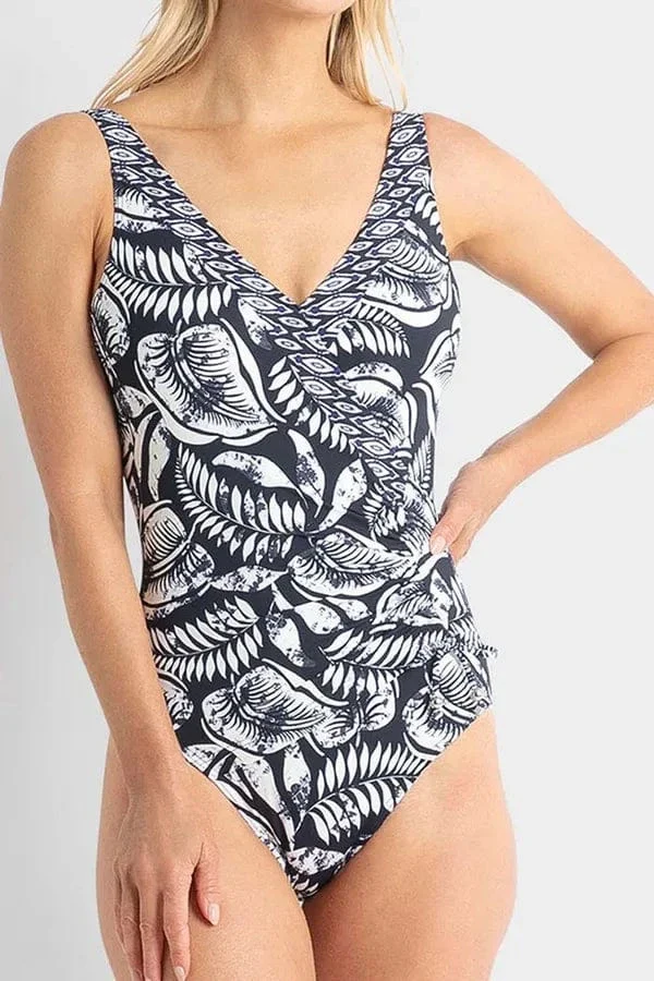 Jantzen Waterloo Gathered Surplice One Piece -Navy