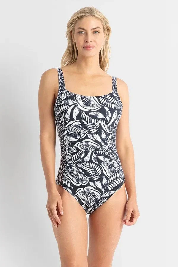 Jantzen Waterloo Ruched Square Neck One Piece -Navy