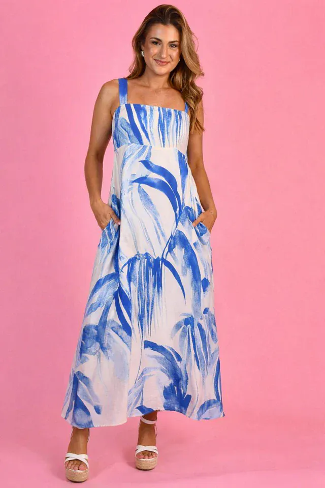 Jar Of Hearts Bardot Maxi Dress - Blue Crush